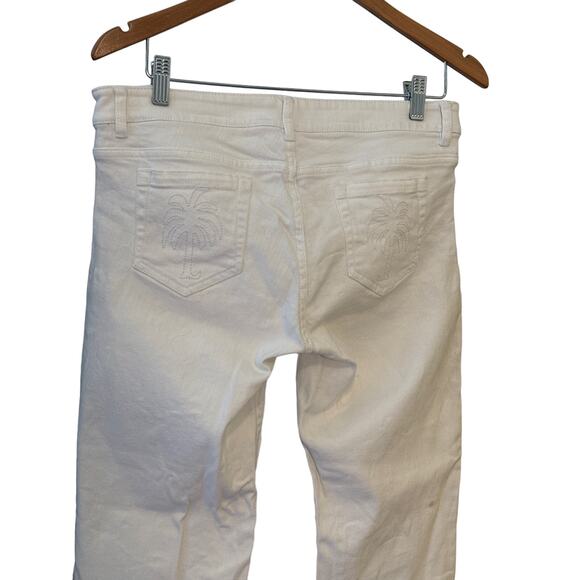 Lilly Pulitzer Palm Beach Fit White Denim Jeans Palm Tree Pockets 10 Pre-owned - Picture 2 of 7